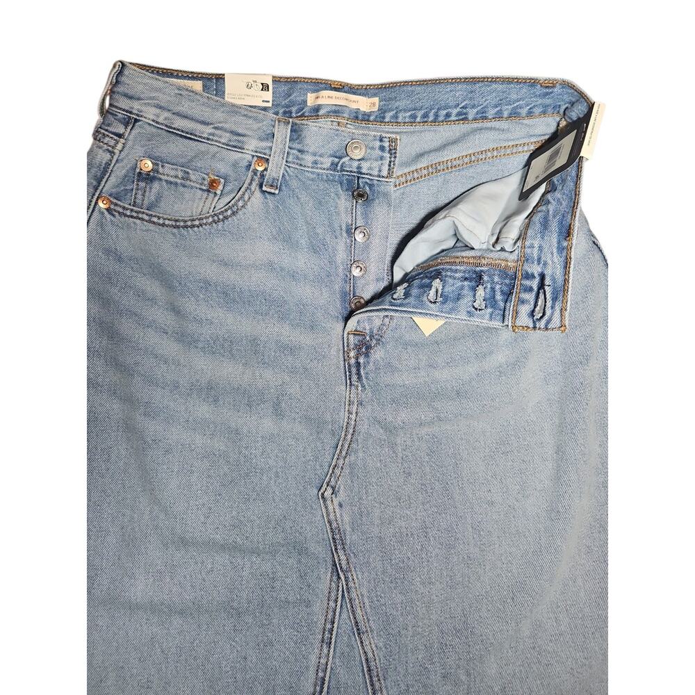 Levi's High Rise A Line Skirt Denim Light Wash Button Fly Women's Size 28 - Picture 4 of 10
